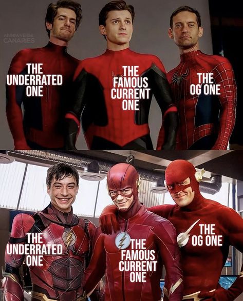 Flash And Spiderman, Marvel X Dc Crossover, Dc Comics Facts, Funny Flash Memes, Marvel School Memes, Fast And Furious Cast, Spider Man Tobey Maguire Meme, Marvel And Dc Crossover, Flash Funny