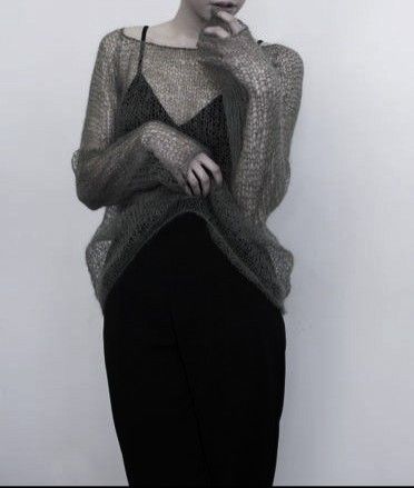 Sheer Sweater Outfit, Mohair Sweater Outfit, Sheer Sweater, Sheer Knit, Casual Style Outfits, Crochet Fashion, Look Cool, Crochet Clothes, Aesthetic Clothes