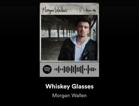 Spotify cover and code for Morgan Wallen's song Whiskey Glasses Morgan Wallen Spotify Cover, Morgan Wallen Whiskey Glasses, Dream Video, Whiskey Shots, Song Lyrics Art, Yours Lyrics, Country Roads Take Me Home, Whiskey Glasses, Country Men