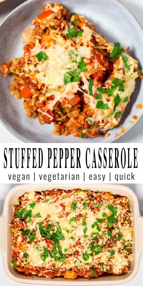 Best Vegan Stuffed Peppers, Pepper Rice Casserole, Vegan Italian Stuffed Peppers, Vegan Recipes Casserole, Bell Pepper Vegan Recipes, Vegan Unstuffed Peppers, Bell Pepper Recipes Stuffed Vegetarian, Stuffed Pepper Casserole Vegetarian, Vegetarian Unstuffed Peppers