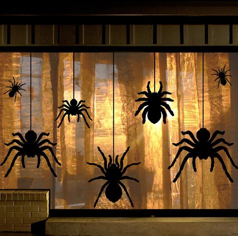 PRICES MAY VARY. EXTRA LARGE spider Halloween window decals to cover a huge space. Great Halloween window clings to meet your all requirements for Halloween party decor, and spooky decor. Simple but impactful Halloween window decorations! Scary spider stickers all over your windows set the creepy Halloween atmosphere. Silhouette of typical spider Halloween elements. As a backdrop decoration for Halloween party supplies, great scene setters for guests to take pictures. Removable spider wall decal Vaulted Ceiling Halloween Decor, Halloween Front Window Decor, Halloween Cardboard Window Cutouts, Gothic Vampire Halloween Decor, Office Decor For Halloween, Witches Halloween Decor, Scary House Decorations, Halloween Bay Window Display, Dental Office Fall Decorations