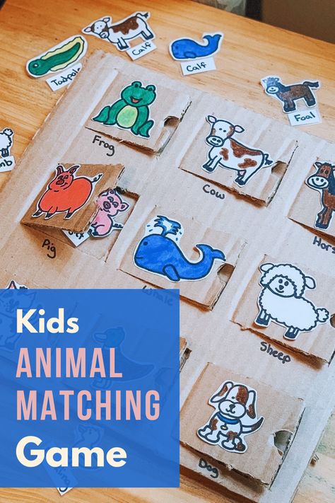 Kids animal matching game Animals Learning Activities, Tlm For Animals, Animals Teaching Ideas, Activities Related To Animals, Pet Animals Activities, Montessori Ideas Preschool, Baby Animals Activities Preschool, Creative Learning Activities For Kids, Pets Activity For Preschool