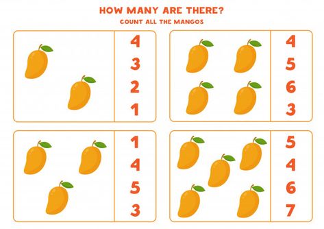 Mango Craft Preschool, Mango Activity Preschool, Kertas Kerja Prasekolah Matematik, Worksheet On Fruits For Kindergarten, Lembaran Kerja Matematik Prasekolah, Worksheet For Preschoolers, Math Counting Worksheets, Spy Games For Kids, Educational Math Games