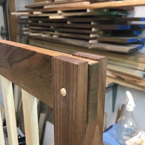 These draw bored bridle joints turned out well, too! #woodworking #walnut #maple #changetable #joinery #drawboredtenon #baby #blueberry Bridle Joints, Furniture Light, Dark Wood Furniture, Gaming Table, Table Games, Wood Working, Carpentry, Joinery, Changing Table