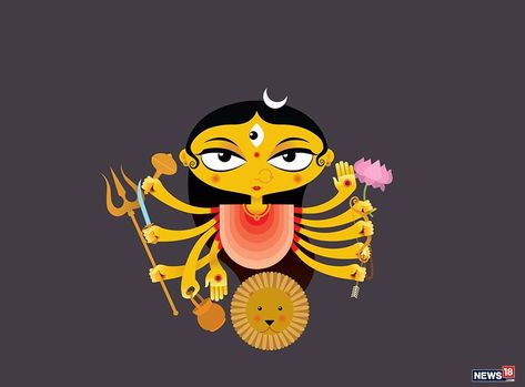 Happy Navaratri: Know Navadurga - 9 Forms of Goddess Durga Mata Chandraghanta, Cosmic Egg, Bengali Art, Durga Painting, Durga Images, Goddess Durga, Devi Durga, Hindu Festivals, Krishna Radha Painting