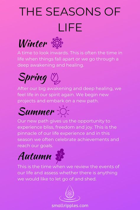 Which season are you in right now? All of us experience a winter, spring, summer and autumn phase to our life and it is just a matter of learning to move through the particular season you are in with ease. #theseasonsoflife #seasonsoflifequotes #lifequotes #darknightofthesoul Life Seasons, Self Actualization, Living The Life, Personality Development, Time Life, Seasons Of Life, Energy Work, Positive Self Affirmations, Daily Inspiration Quotes