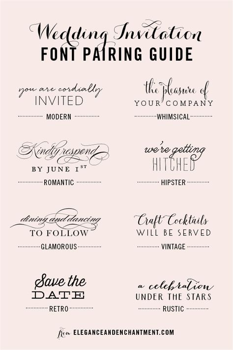 Wedding Invitation Font and Pairing Guide from Elegance and Enchantment // Great combinations of script and serif/sans serif typography for any style! 18th Debut, Kombinasi Font, Create Wedding Invitations, Wedding Invitation Fonts, Debut Ideas, Invitation Fonts, Trendy Wedding Invitations, Fonts Typography, Font Combinations