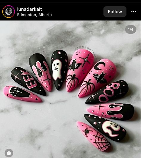 Pastel Goth Nails, Goth Nail Art, Halloween Nail Art Easy, Black Halloween Nails, Horror Nails, Witchy Nails, Halloween Acrylic Nails, Punk Nails, Gothic Nails