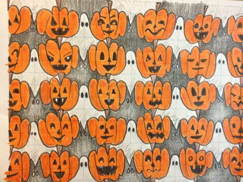 Pumpkin bat and ghost tesselations.  Found the instructions on pinterest. Halloween Tessellation Patterns, Tessellation Art, Tessellation Patterns, Halloween Cans, Door Decorating, Tangle Art, Geometry Pattern, Homeschool Art, Collaborative Art