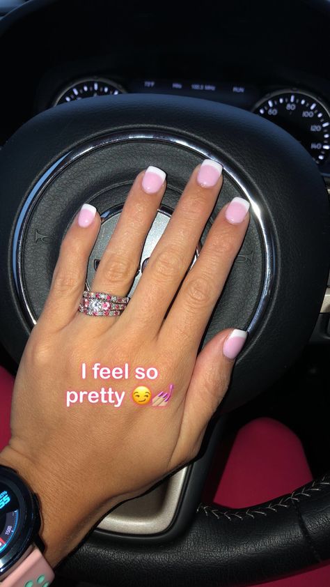 Pink And White Shellac Nails, French Tip Gel X Nails Short, Pink Nails With White Tips French, Pink French Manicure Nails Square, Pink Gel White Tip Nails, Color With White Tips Nails, White Tips Pink Base, French Manicure Pink And White, Light Pink Nails With White Tips