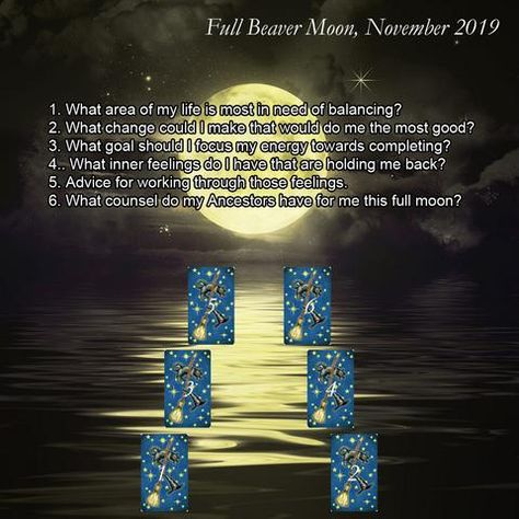 Full Moon Tarot Spread, Full Moon Tarot Reading, Tarot Spreads Layout, November Full Moon, Beaver Moon, Full Moon Tarot, Full Moon In Sagittarius, Full Moon In Pisces, Leo Tarot