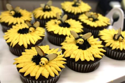 Bumble Bee Cupcakes, Bee Cupcakes, Bee Cake, Butterfly Cookies, Bee Birthday Party, Sunflower Baby Showers, Bee Cakes, Cupcake Wars, Oreo Cupcakes