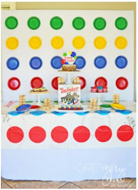 Twister Party Decorations, Twister Game Decorations, Board Game Party Theme, Post Prom Games, Church Game Night, Pbis Rewards, Family Game Night Party, Game Night Decorations, Prom Games