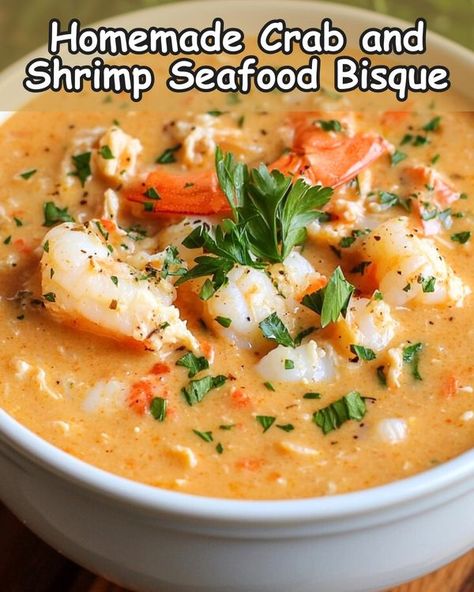 Shrimp Bisque Soup Recipes, Crab And Shrimp Seafood Bisque, Crab Chowder Recipes, Shrimp Bisque Recipe, Crab And Shrimp Recipe, Crab Bisque Recipe, Shrimp Soup Recipes, Bisque Soup Recipes, Shrimp Bisque