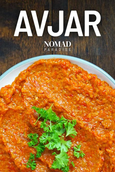 Ajvar Recipe (Sweet and Creamy Roasted Pepper and Eggplant Relish from the Balkans) Ajvar Recipe, Eggplant Relish, Sweet Dip, Macedonian Food, Relish Recipes, Roasted Vegetable Recipes, Serbian Recipes, The Balkans, Bulgarian Recipes