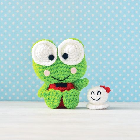 Keroppi loves to play games with his friends 🐸🤍 Try this crochet craft and play games with your very own #Keroppi and Teruteru! Visit Sanrio.com for the step-by-step instructions ✨ Hello Kitty Crochet, Felted Crochet, Crochet Doll Tutorial, Crochet Disney, Crochet Animals Free Patterns, Kawaii Crochet, Crochet Flower Patterns, Diy Crochet Projects, July 17