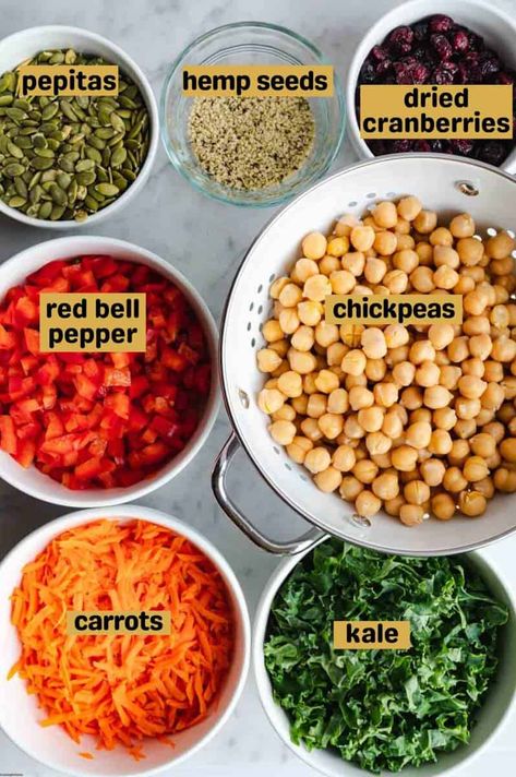 Kale Chick Pea Salad, Kale Garbanzo Salad, Chickpea Cranberry Salad, Kale Chickpea Salad, 35 Grams Of Protein, Red Bean Salad, Garbanzo Salad, Kale Chickpea, Garbanzo Bean Salad