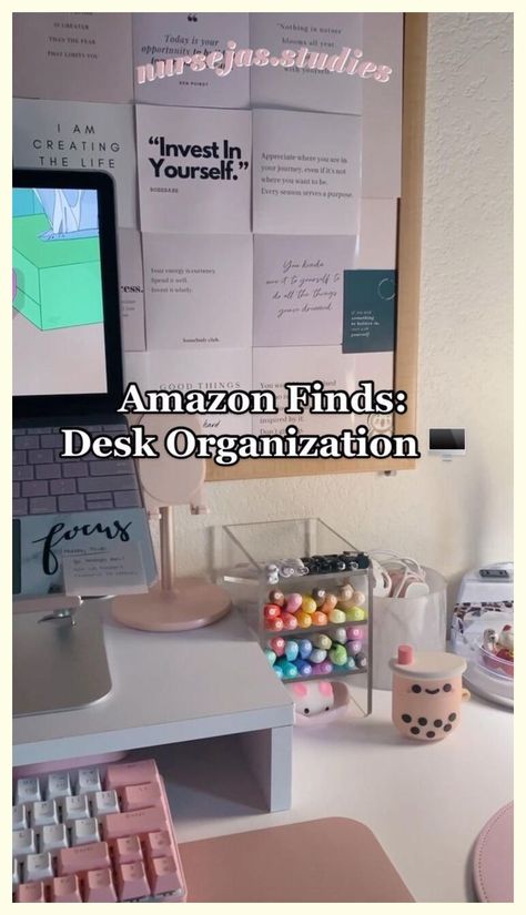 Amazon Stationery Must Haves, Amazon Study Desk Must Haves, Desk Stationary Ideas, Cheap Desk Organization, Asethic Desk Ideas, Desk Organization For School, Desk Organization Amazon, Things To Have On Your Desk, Aesthetic Desk Organization Ideas