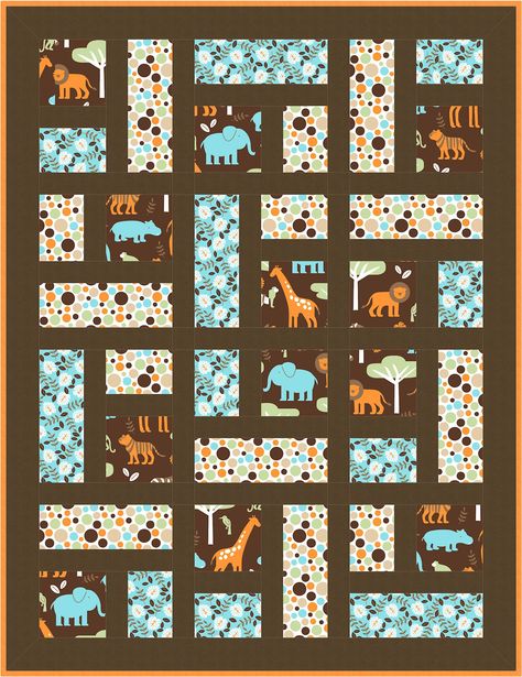 Jungle Pattern, Childrens Quilts, Baby Quilt Patterns, Baby Boy Quilts, Animal Quilts, Quilt Baby, Boy Quilts, Panel Quilts, Scrappy Quilts