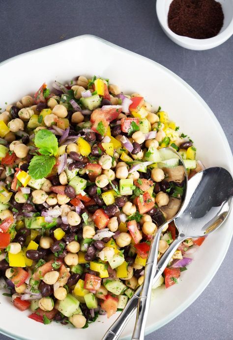 balela salad Balela Salad Recipe, Balela Salad, Middle Eastern Dishes, Cucumber Seeds, Large Salad Bowl, Garbanzo Beans, Tomato Seeds, All Vegetables, Gifts For Coffee Lovers