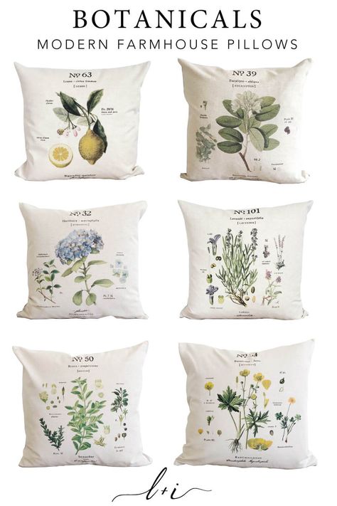 Print Pillow, Botanical Pillows, Botanic Decor, Plant Pillow, Botanical Prints Decor, Country Cottage Homes, Cottage Farmhouse Decor, Botanical Pillow, Botanical Decor