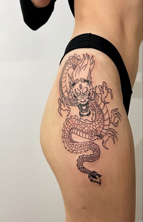 Dragon Tattoo Linework, Traditional Japanese Dragon Tattoo, Simple Dragon Tattoo, Girl With Dragon Tattoo, Traditional Japanese Dragon, Simple Dragon, Tattoo Linework, Back Tats, Japanese Dragon Tattoo