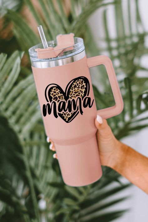 $7.26 Pink mama Leopard Heart Shape Stainless Steel Insulate Cup 40oz Wholesale Urban Jewelry, Flower Boutique, Insulated Cups, Leopard Pattern, Shape Design, Insulated Tumblers, Heart Shape, Print Making, Insulation