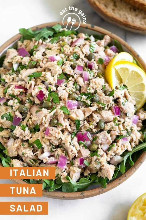 Tuna Salad With Capers, Italian Tuna Salad, Salad With Capers, Italian Tuna, Classic Tuna Salad, Salad Recipes Gluten Free, Healthy Tuna Salad, Capers Recipe, Quick Protein