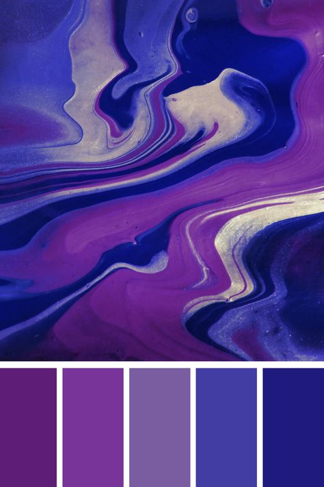 A dynamic piece of abstract art featuring fluid, swirling patterns in a blue and purple color palette. The rich hues blend seamlessly, evoking a sense of movement and depth. Oil Spill Color Palette, Purple Blue Black Color Palette, Blue Black Color Palette, Blue And Purple Color Palette, Color Scheme Generator, Purple Color Palette, Black Color Palette, Purple Color Palettes, Blue Black Color