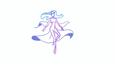 animation- floating lady by Tohmo Anime Floating Poses, Skirt Animation, Floating Drawing Reference, Floating Character Pose, Floating Animation, Fall Animation, Floating Illustration, Floating Pose, Flying Animation