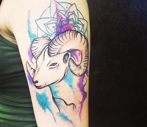 Tattoo photo - Aries tattoo by Klaras Tattoo Aries Tattoo, Aries Woman, World Tattoo, Large Tattoos, Tattoos Gallery, Animal Tattoos, Tattoo Photo, Color Tattoo, Tattoo Style