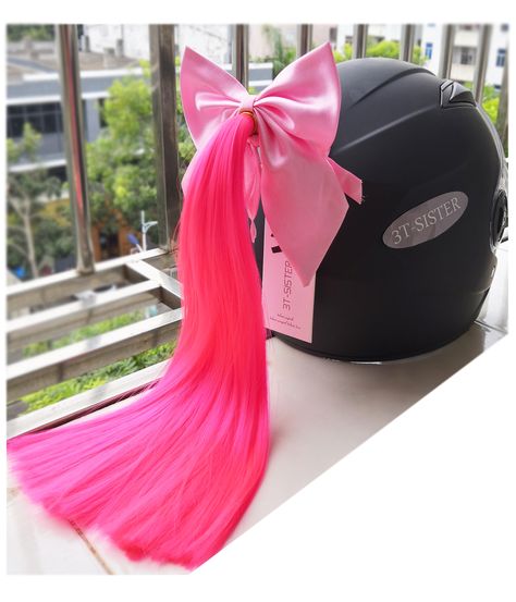 Pink Motorcycle Helmet, Motorcycle Riding Quotes, Pink Helmet, Snowmobile Helmets, Pink Motorcycle, Womens Motorcycle Helmets, Braids Ponytail, Helmet Hair, Scooter Helmet