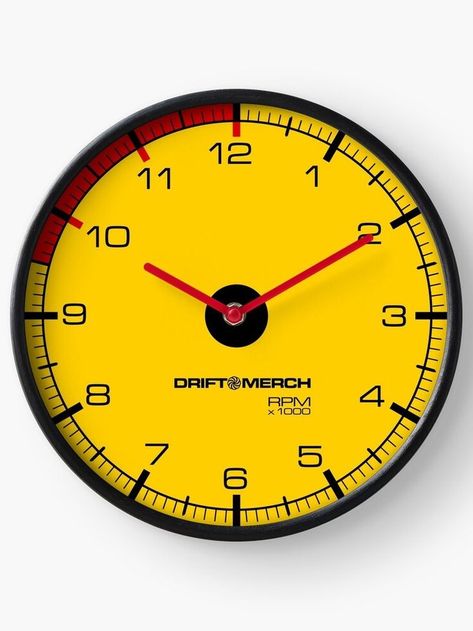 Yellow Motorsport Tachometer-Inspired Clock with Red Hands and Black Accents Car Clock, Garage Office, Car Themes, Toyota Logo, Exotic Sports Cars, Car Showroom, Sports Car Racing, Diy Clock, Car Racing