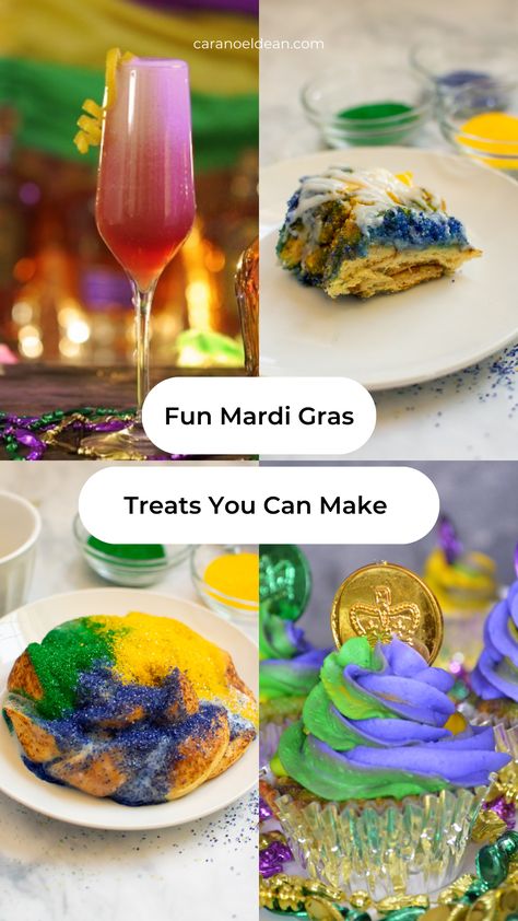 Carnival s my favorite time of year! I love Mardi Gras and all things purple, green, and gold. And while king cake is the star of the show food-wise. I mean obviously/ But sometimes you want something different (ok, maybe not). But you may, so I found some Mardi Gras treats you can make to mix up your Carnival parties a bit! Mardi Gras Treats, Mardi Gras Cocktails, Mardi Gras Drinks, King Cake Recipe Easy, Mardi Gras Cake, King Cake Recipe, Carnival Parties, Pretzel Treats, Mardi Gras Food