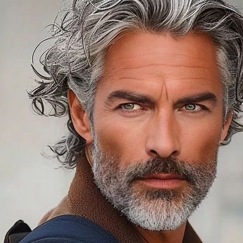 Nice Beards Guys, Men Long Grey Hair Styles, World Exploding, Hot Old Man, Older Mens Long Hairstyles, Mens Beards, Boy Haircut Ideas, Silver Foxes Men, Older Men Haircuts