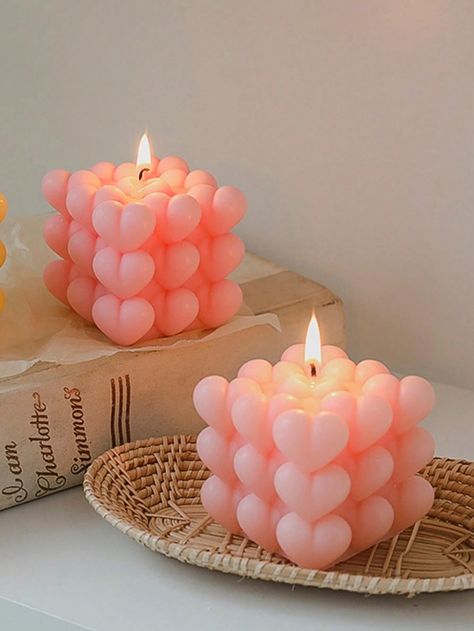 Aesthetic Dinner, Heart Bubbles, Rubix Cube, Fragrant Candles, Aromatic Candles, Candle Wedding Favors, Ideas Room, Aesthetic Candles, Cute Candles