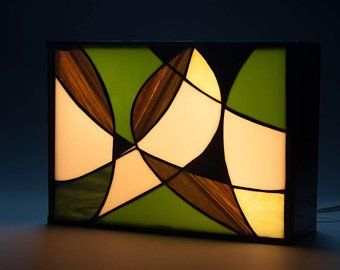 Handmade Stained Glass Light Boxes by REVIVALGLASSDESIGNS on Etsy Modern Stained Glass Lamp, Stained Glass Table Lamp, Stained Glass Desk Lamp, Stained Glass Guitar Lamp, Colorful Lamps, Stained Glass Table Lamps Square, Stained Glass Light, White Butterfly, Accent Lamp