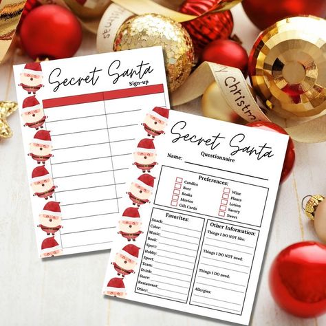 Looking for a quick and instant downloadable Secret Santa Sign-up Sheet? This Secret Santa sheet comes with a questionnaire, allowing each person to personalize the gift they would like to receive. #christmas #christmasgiftexchange #secretsanta #secretsantasignup Secret Santa Sheet, Secret Santa Sign Up Sheet, Secret Santa Questionnaire, Sign Up Sheets, Secret Santa Gift Exchange, Wine Candles, Christmas Gift Exchange, Plant Book, Secret Santa Gift