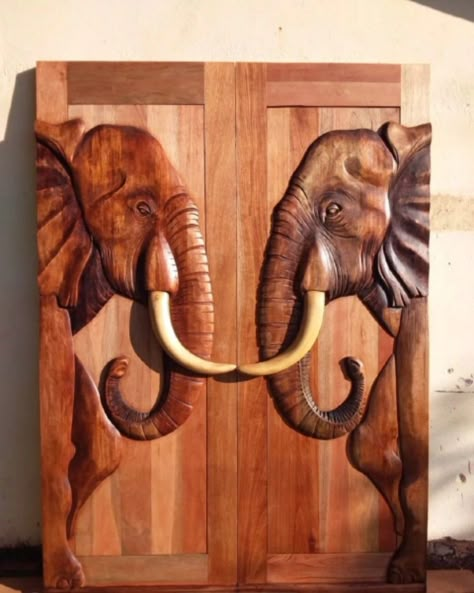 Doors For Office, Double Door Entrance, Doors Wooden, Carved Doors, Solid Doors, Front Door Design, Main Door, Elephant Design, Wooden Doors