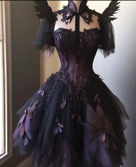 Dark Ball Gowns, Poison Nightmares, Gothic Gowns, Ren Fest, Purple Dresses, Old Fashion Dresses, Fantasy Dresses, Gothic Clothes, Goth Dress