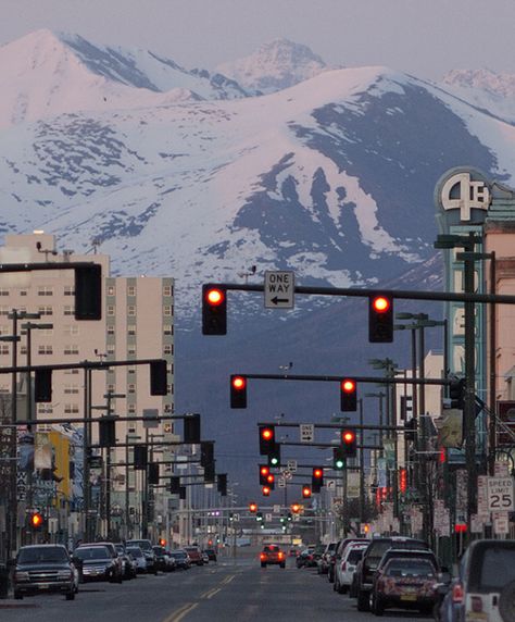 Anchorage. Alaska North To Alaska, Alaska Usa, Traffic Lights, Anchorage Alaska, Living In Alaska, Alaska Travel, Foto Art, 가을 패션, Pretty Places