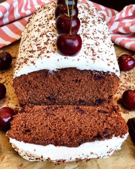 Cherry Bread, Bread Pastry, Cherry Syrup, Whipped Cream Frosting, Black Forest Cake, Forest Cake, Fresh Cherries, Cream Frosting, Cream And Sugar