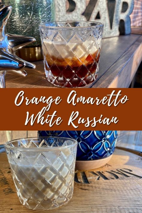 Orange Amaretto White Russian Cocktail, A Perfect Winter Cocktail | This delicious winter drink recipe is a unique twist on the classic cocktail, with a boozy, rich, bitter, sweet, & bright balance. A perfect cold weather cocktail, holiday cocktail, & easy to make on your own! Amaretto Cocktails, Amaretto Drinks, Winter Drink Recipes, White Russian Recipes, White Russian Cocktail, Cocktail Tools, Winter Cocktail, Winter Drink, Winter Desserts