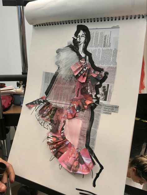 Fashion Sketchbook Inspiration, Fashion Portfolio Layout, Textiles Sketchbook, Fashion Illustration Collage, Gcse Art Sketchbook, Fashion Design Sketchbook, Kunst Inspiration, Fashion Design Portfolio, Fashion Sketchbook