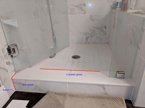 shower curb leak - Ceramic Tile Advice Forums - John Bridge Ceramic Tile Tile Shower Curb Ideas, Quartz Shower Curb, Shower Curbs Ideas, Shower Curb Tile Ideas, Shower Curb Tile, Tile Shower Curb, Shower Threshold, Shower Curb, Subway Tile Showers