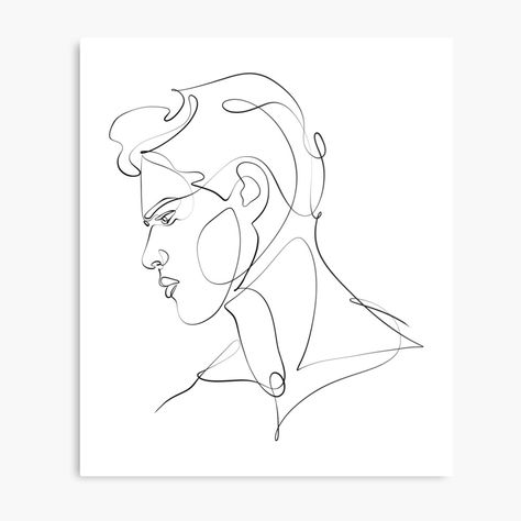 One Line Portrait, Portrait Line Drawing, Interior Prints, Line Portrait, Drawing Minimalist, Drawing Photo, Male Profile, Pattern Design Inspiration, One Line Drawing