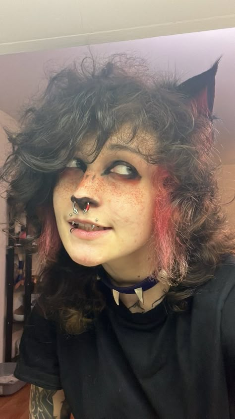 Puppy Makeup Aesthetic, Puppy Makeup Look, Kemonomimi Makeup, Puppy Makeup, Rp Chat, Dog Makeup, Face Paint Makeup, Cool Makeup Looks, Goth Makeup