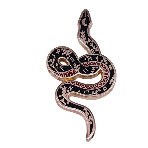 Witchy Snake Drawing, Celestial Snake, Snake Ornament, Snake Enamel Pin, Luxury Vintage Snake-shaped Jewelry, Ultra Beauty, Snake Art, Art Accessories, Witch Art