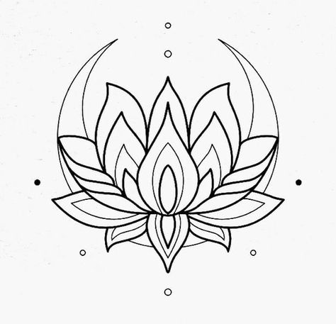 Line Art Lotus Flower, Tattoos With Lotus Flower, Mandala Tattoo Outline, Draw Lotus Flower, Lotus Flower Drawings, Mandala Line Art, Lotus Flower Embroidery, Lotus Flower Outline, Lotus Mandala Design