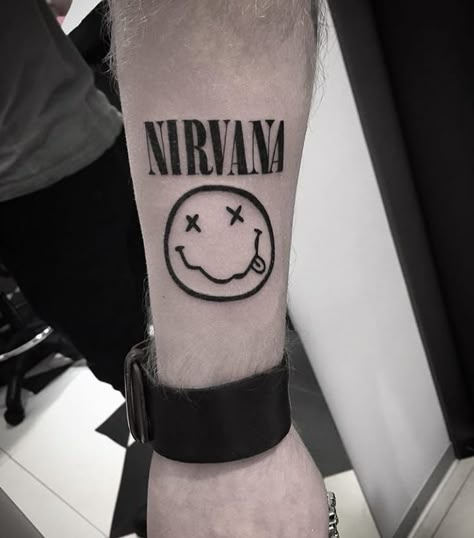 Sharpie Hand Tattoos, Nirvana Quote Tattoo, Nirvana Symbol, Nirvana Logo Tattoo, Nirvana Tattoo, Tribute Tattoos, Rock Tattoo, Band Tattoos, Tattoos Pictures